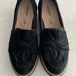 Size 9 black suede Clark’s loafer